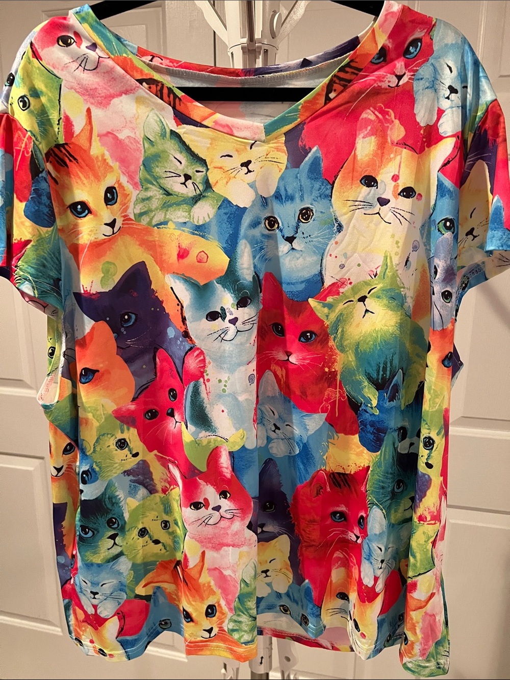 Emory Rose Women's Short Sleeve Tee — Multi-Color Cat Print 4X NWOT